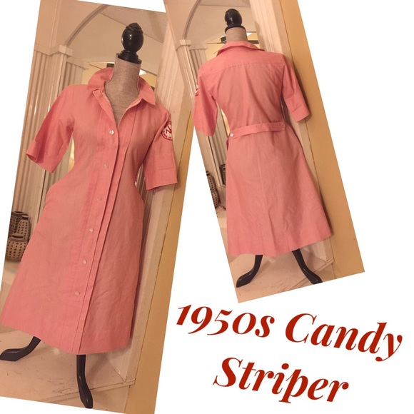 Vintage Dresses & Skirts - 1950s true vintage Candy Striper Pinup Dress M❤️